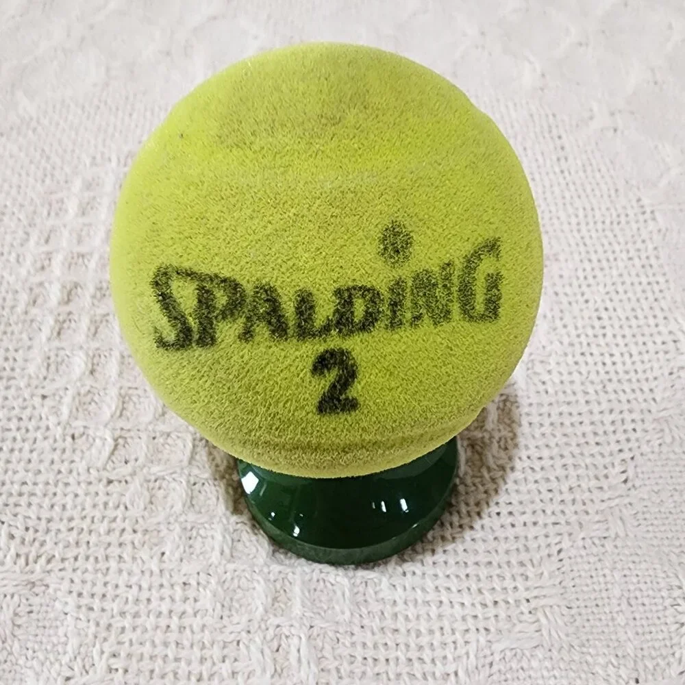 Vintage Avon MIXED DOUBLES SPALDING TENNIS BALL Fuzzy EMPTY Glass Bottle Decor - Picture 6 of 8